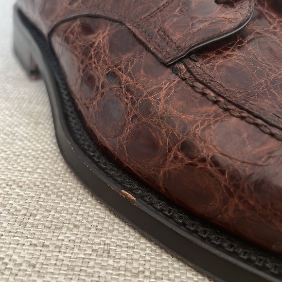 To Boot New York Crocodile Skin Cap Toe Lace up Shoes Size 10 - Picture 8 of 9